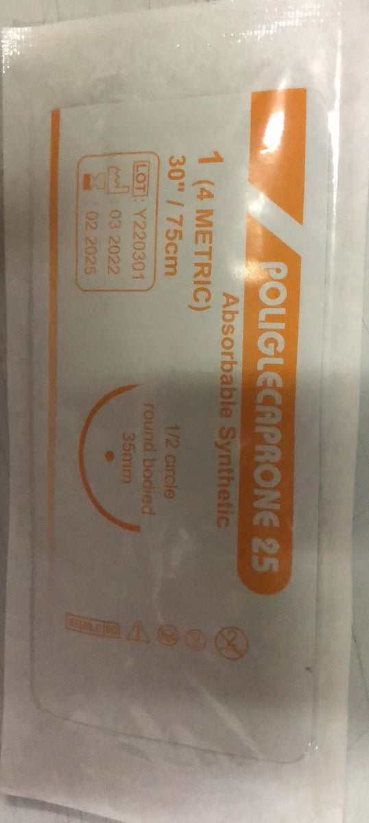 Absorbable Synthetic PCL Suture 75cm Surgical Needle Medical Thread ...